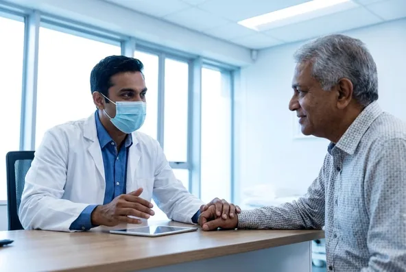 A doctor and patient in reassuring discussion